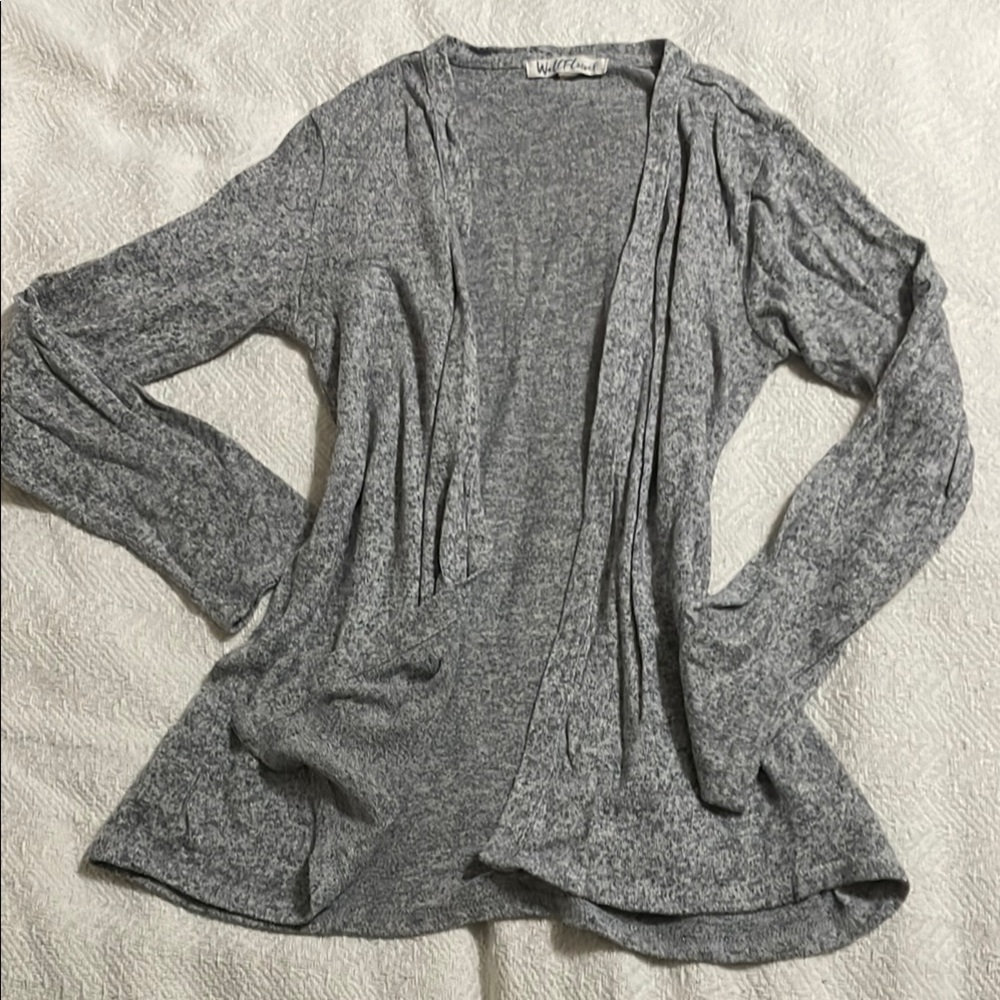 Wallflower Gray Open-Front Cardigan Sweater